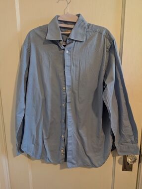 Michael Kors Classic Light Blue Men's Button-Up Shirt- Large